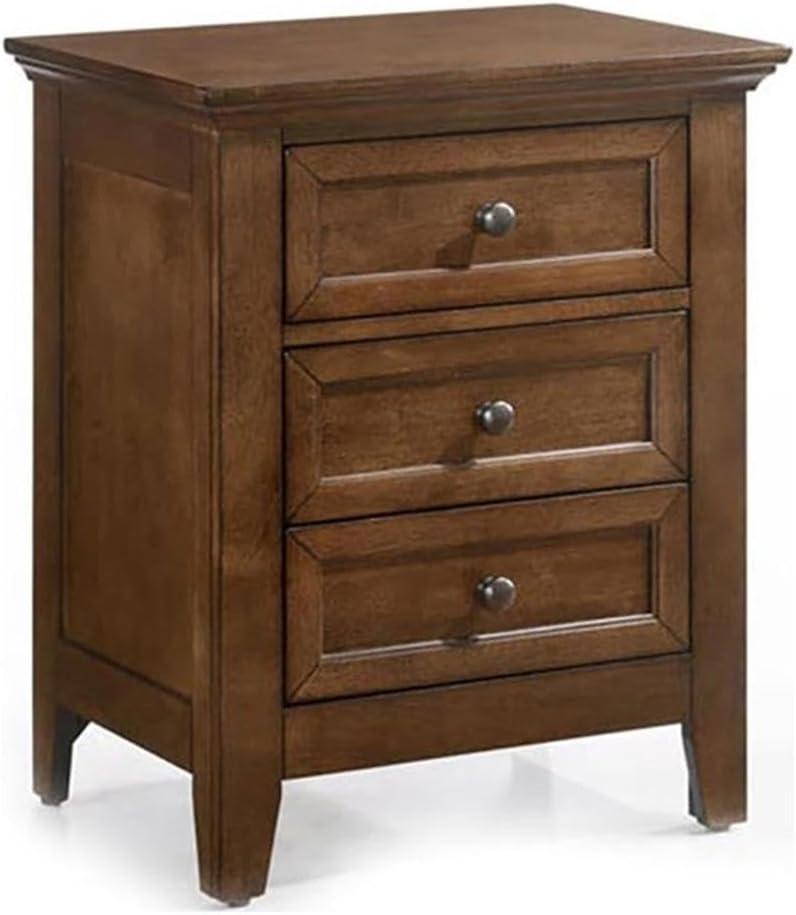 Tuscan Brown 3-Drawer Solid Wood Nightstand