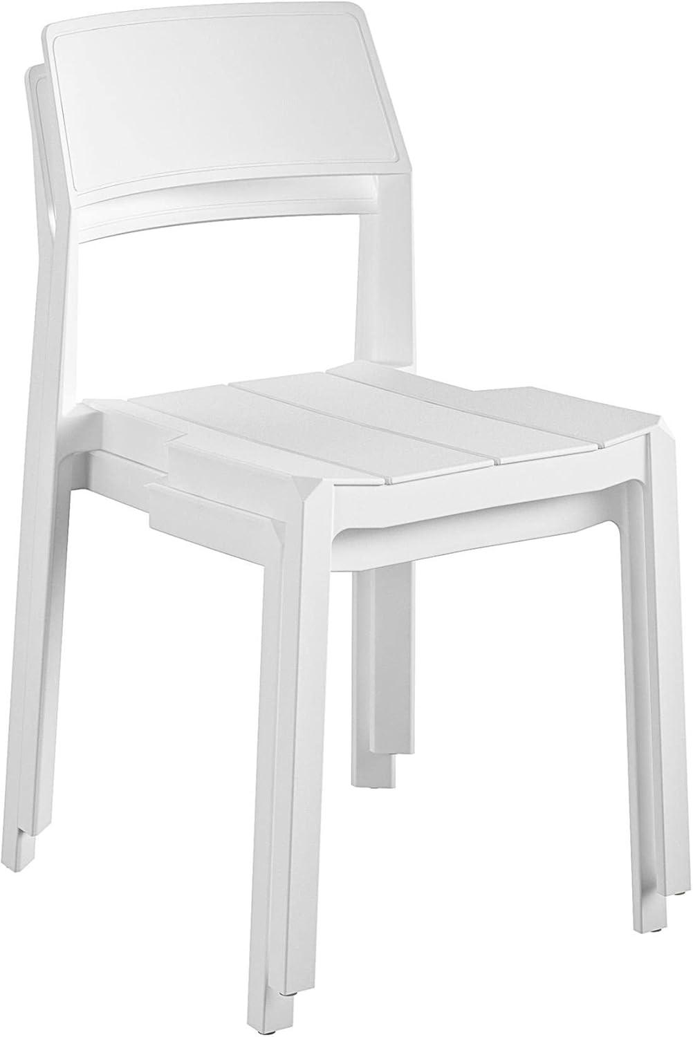 Chandler Modern White Patio Dining Chairs, Indoor/Outdoor, Set of 2