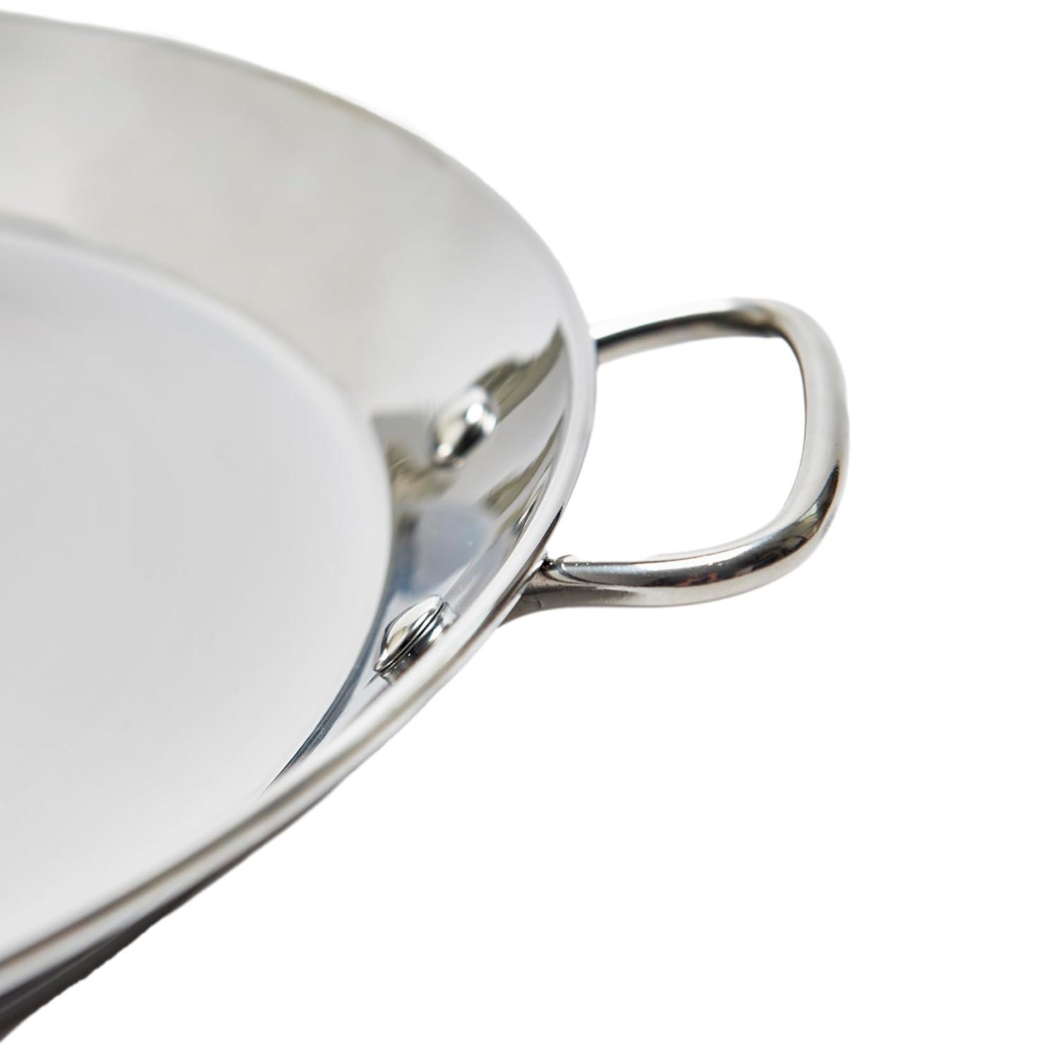 Garcima 14-inch Stainless Flat Bottom Paella Pan for Induction, 36cm