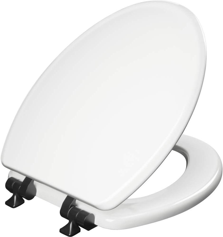 Mayfair by Bemis 7M1826MBSL 000 Bennett Toilet Seat with Metal Hinges, Slow Close Wood Seat, Easy Install, Elongated, White