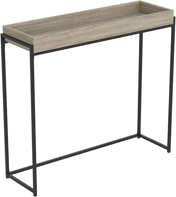 Modern Dark Taupe Wood and Metal Console Table with Storage