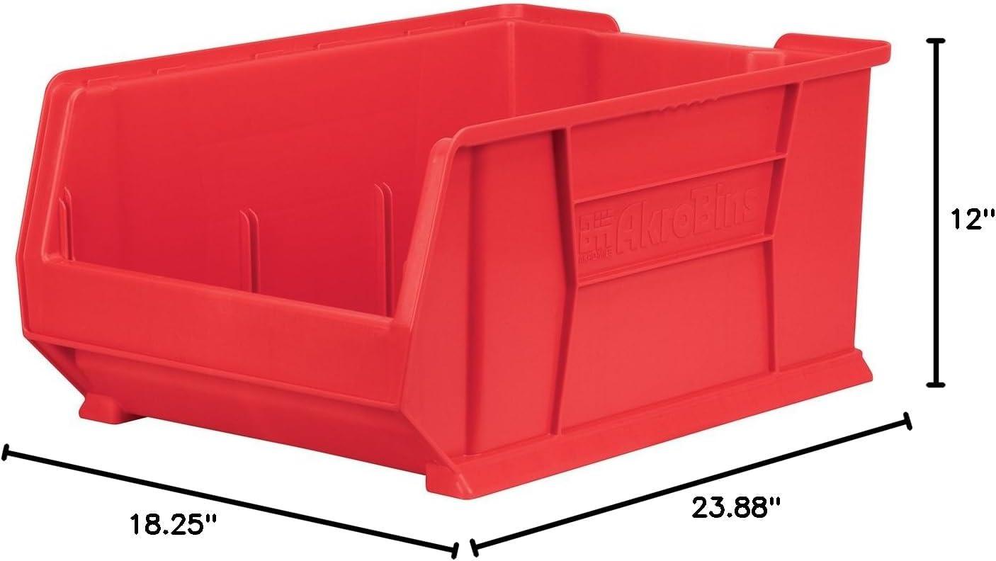 Red Plastic Stackable Storage Bin, 24-Inch