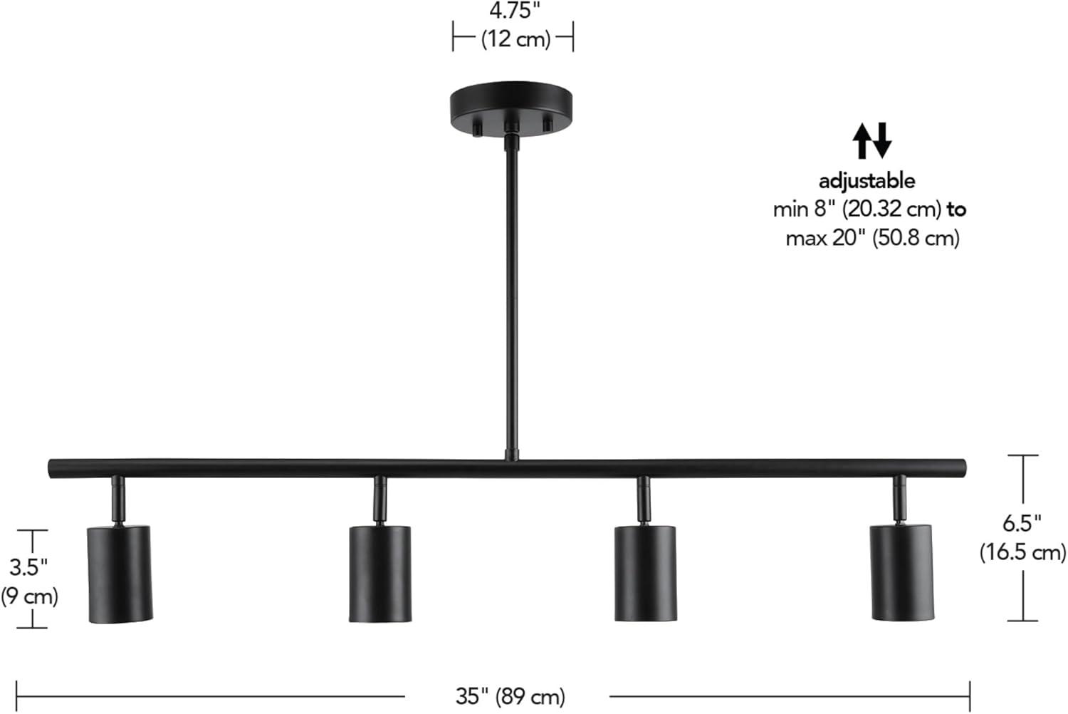 Globe Electric Willard 4-Light Matte Black Adjustable Height Track Lighting, 60222