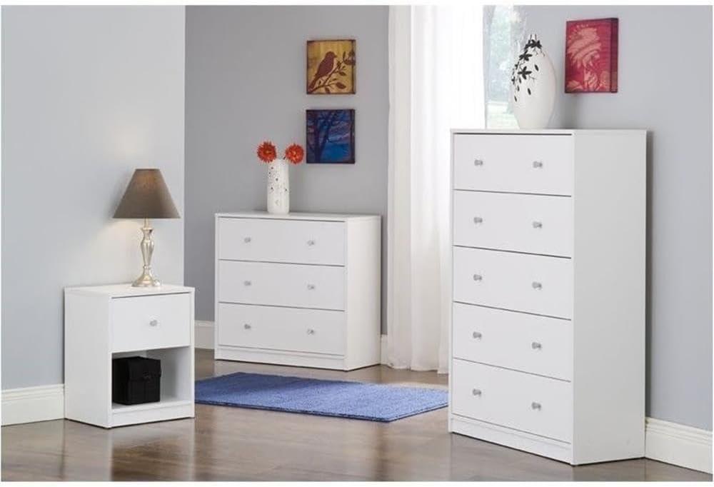 Home Square 4 Piece Bedroom Set With Dresser, Chest and 2 Nightstands in White