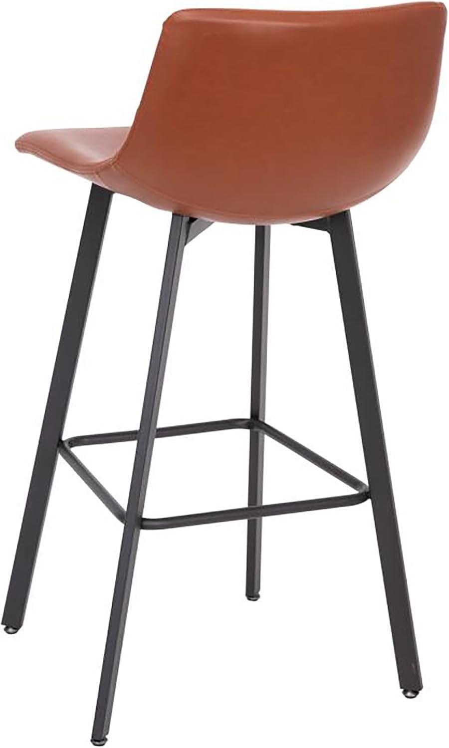 Flash Furniture Set of 2 Commercial Indoor Armless Iron Barstools - Cognac LeatherSoft