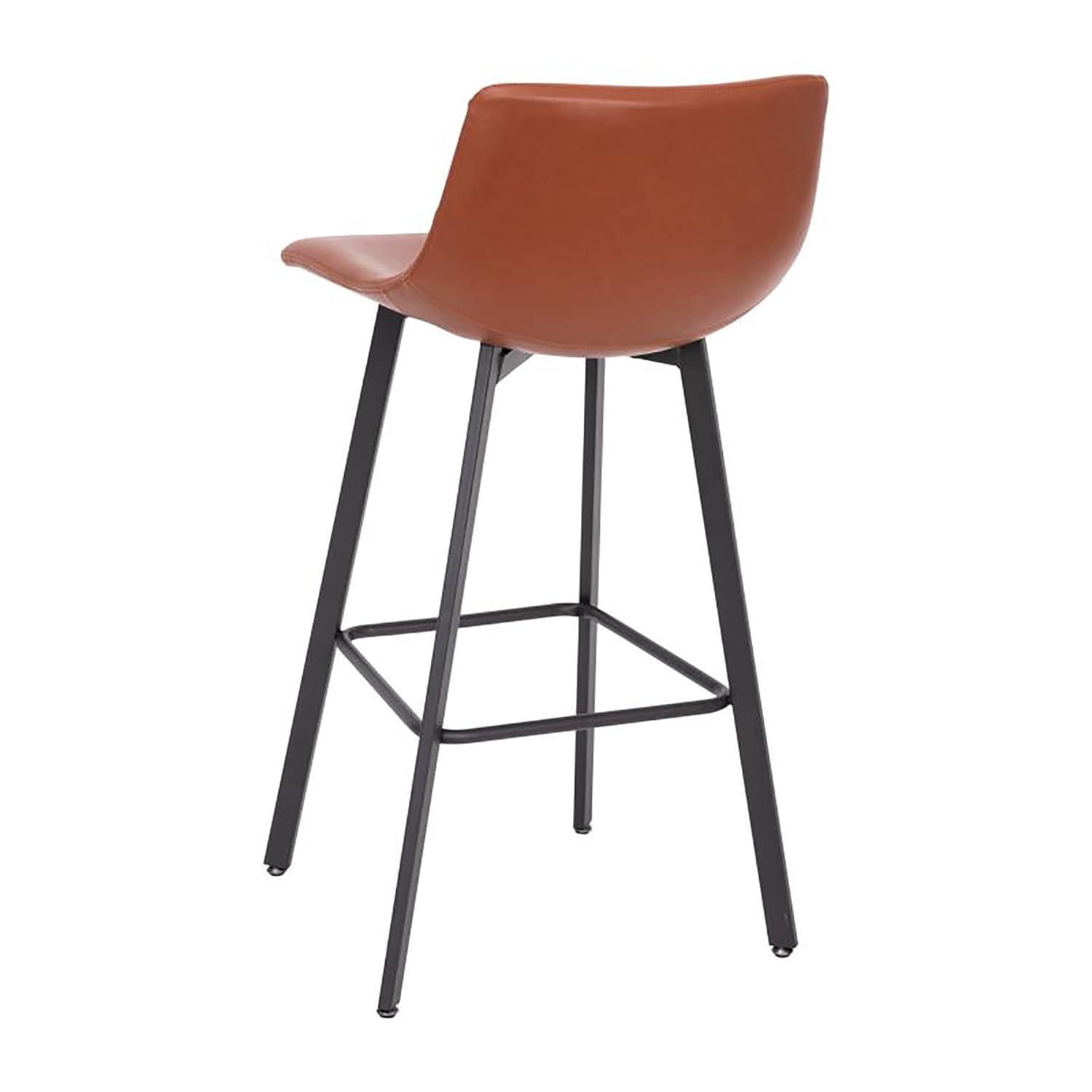 Flash Furniture Set of 2 Commercial Indoor Armless Iron Barstools - Cognac LeatherSoft