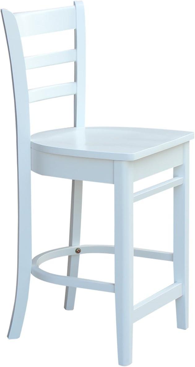 24" Emily Counter Height Barstool White - International Concepts: Hardwood Frame, Ladder-Back Design, Kitchen-Compatible