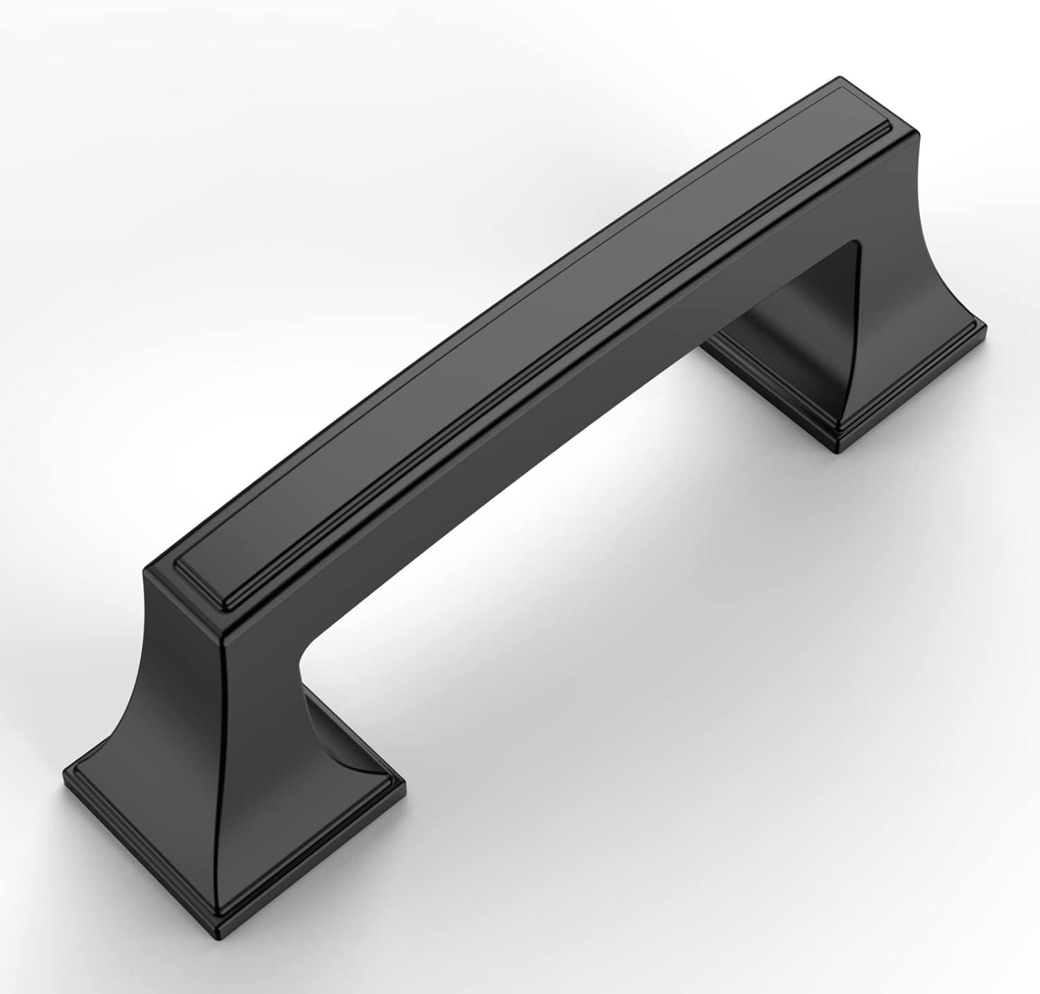 Matte Black Modern Cupboard Drawer Pulls with Mounting Hardware, 10 Pack