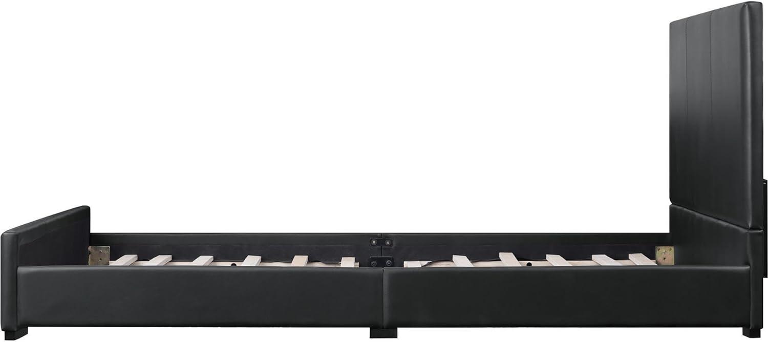 Camden Isle Abbey Platform Bed | Upholstered | Low Profile | Queen, Black