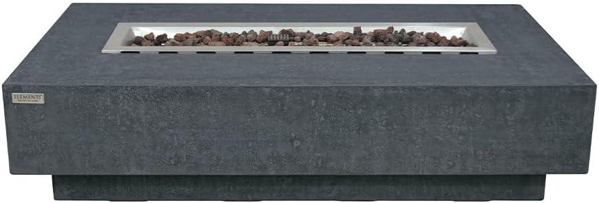 Gray Gas Free-Standing Fire Pit Table with Lava Rocks