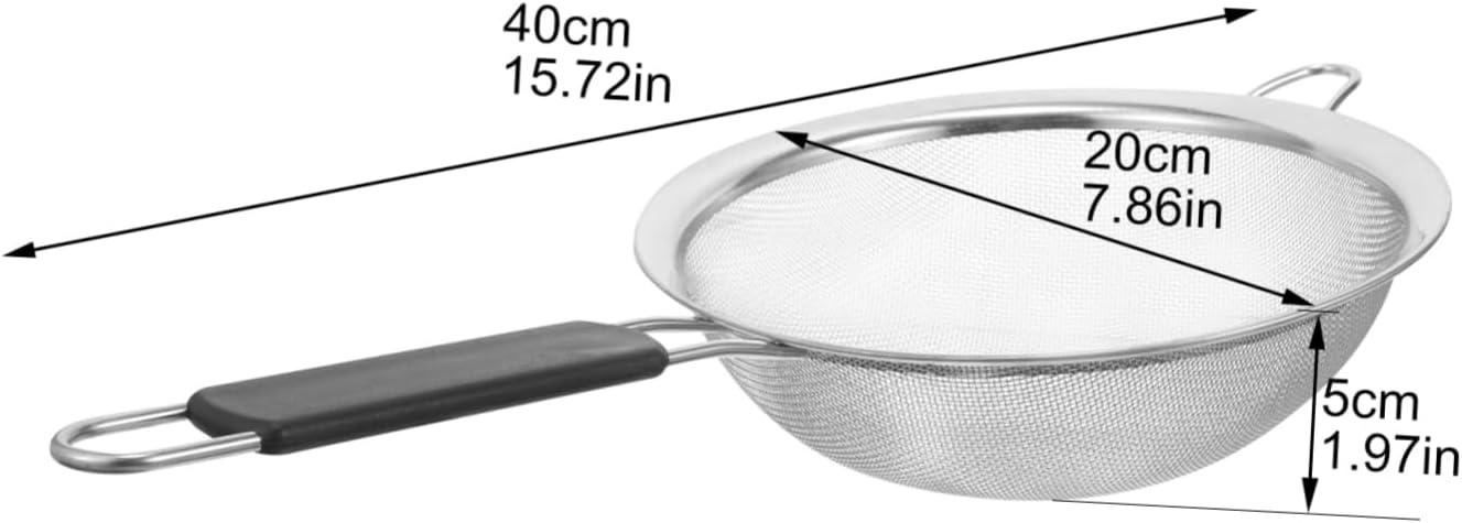 Kafoor 9" Large Fine Mesh Strainer with Thermo Plastic Rubber Handle - Sieve Fine Mesh Stainless Steel - Ideal to Strain Pasta, Quinoa and Rice.