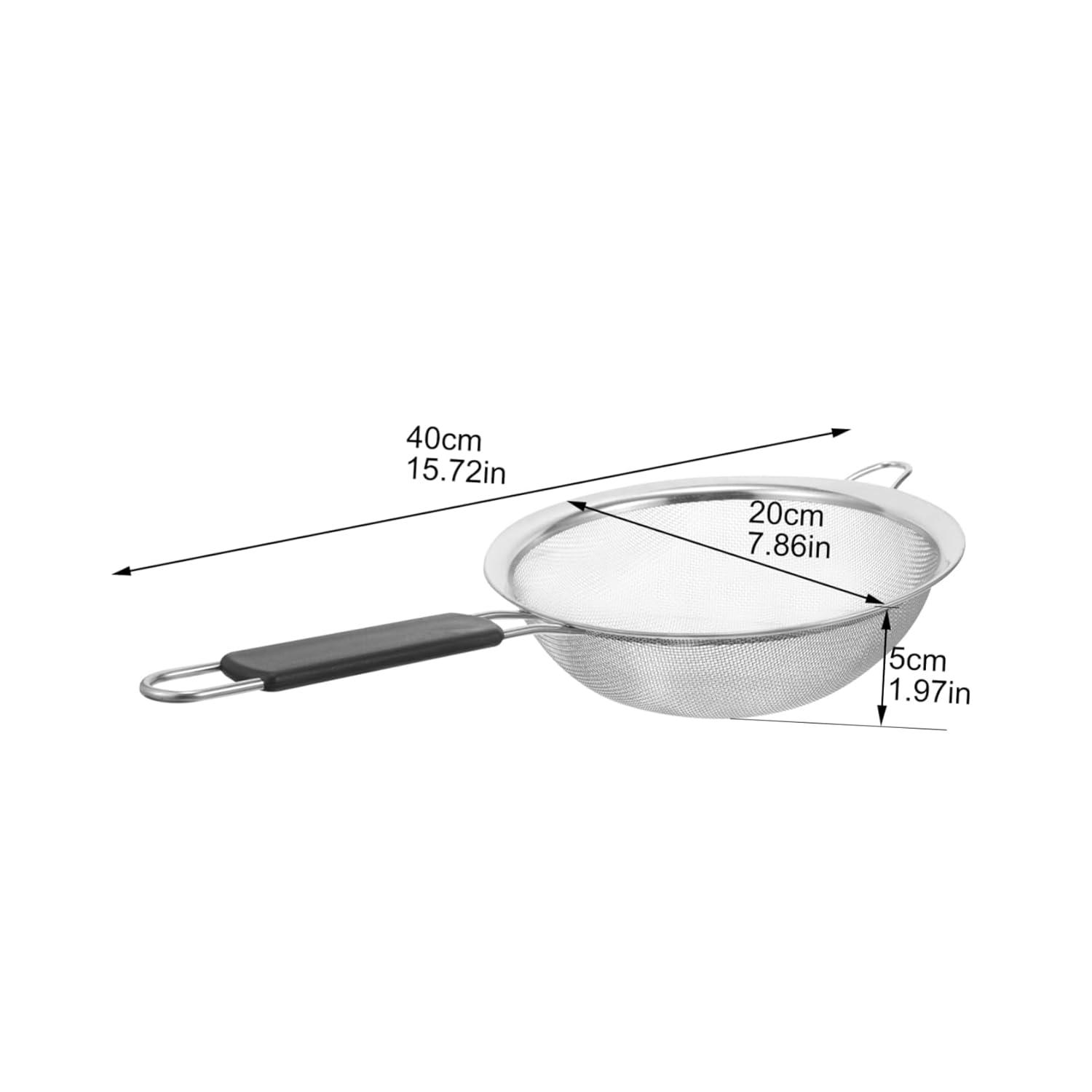 Kafoor 9" Large Fine Mesh Strainer with Thermo Plastic Rubber Handle - Sieve Fine Mesh Stainless Steel - Ideal to Strain Pasta, Quinoa and Rice.