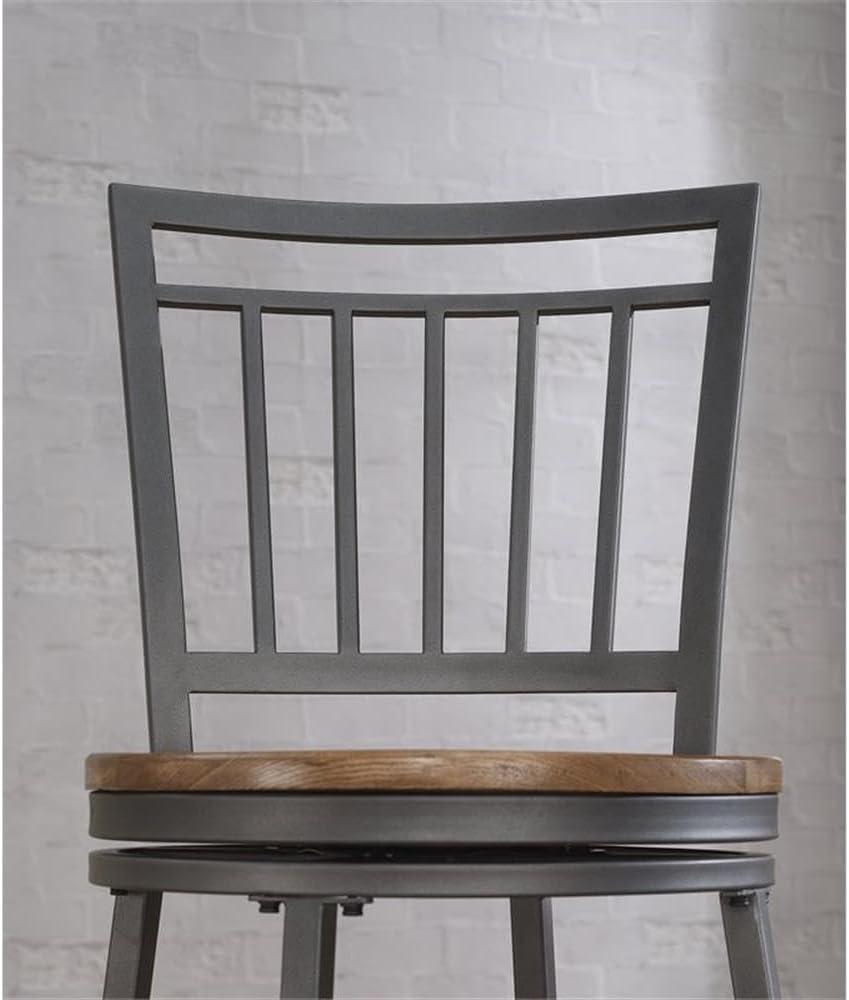 Stockton 25" Metal Swivel Stool - Slate Grey - Golden Oak Seat