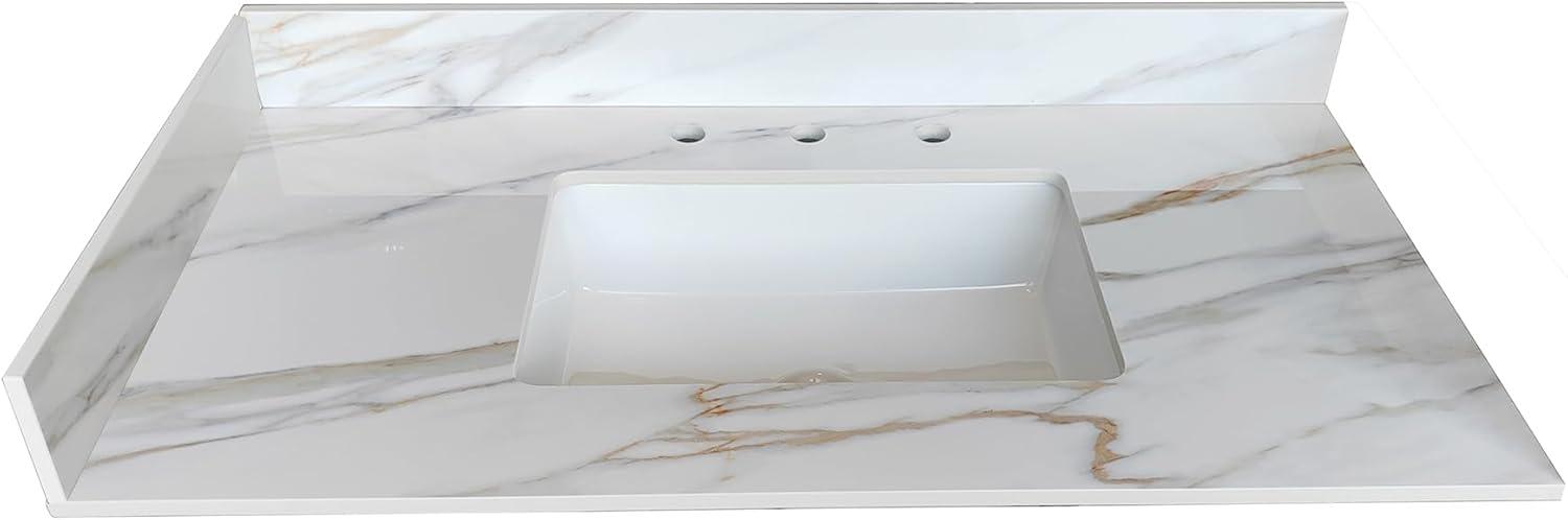 22" White Marble Vanity Top Side Splash with Veins