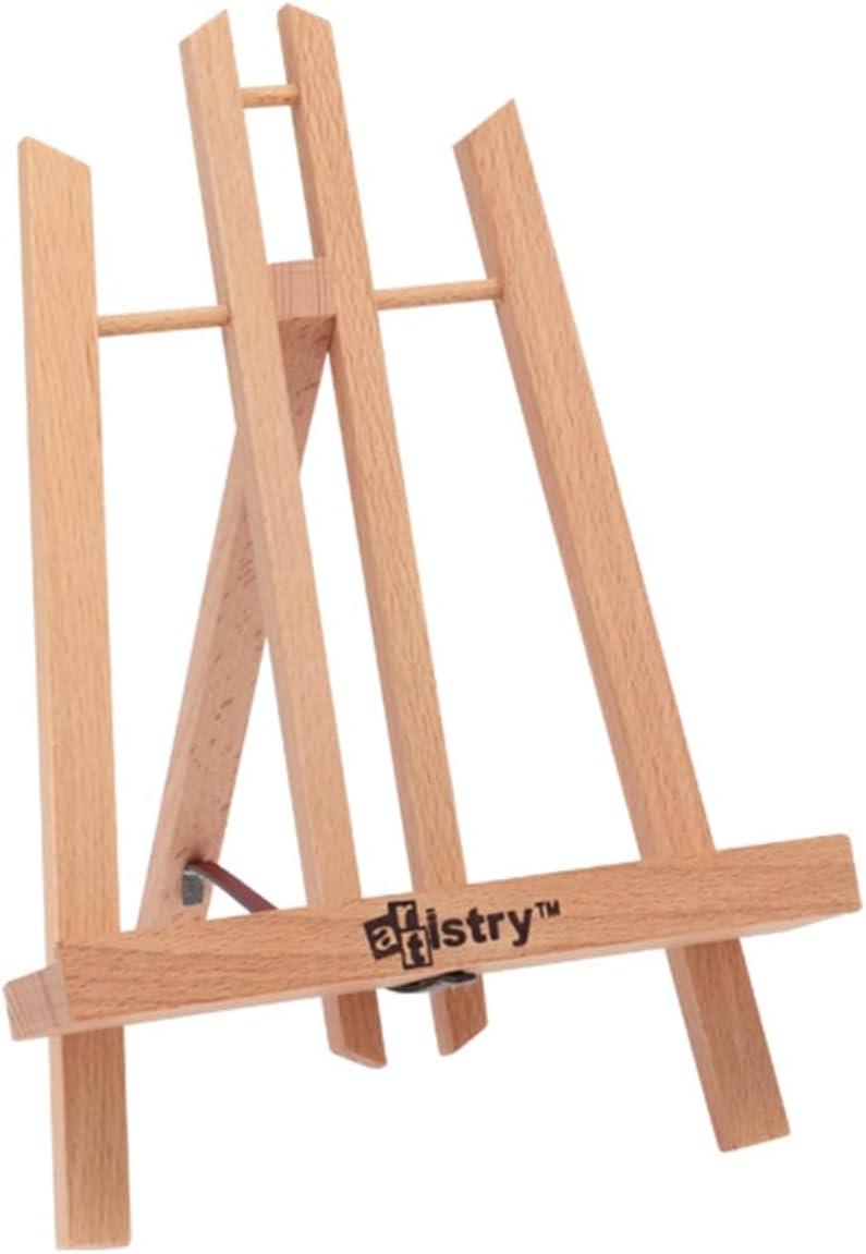Stein Design Natural Beechwood Display Easel - Elm Finish - Small 7-1/2" x 11" Table Top Easel Stand for Painting, Adjustable A-Frame Construction,