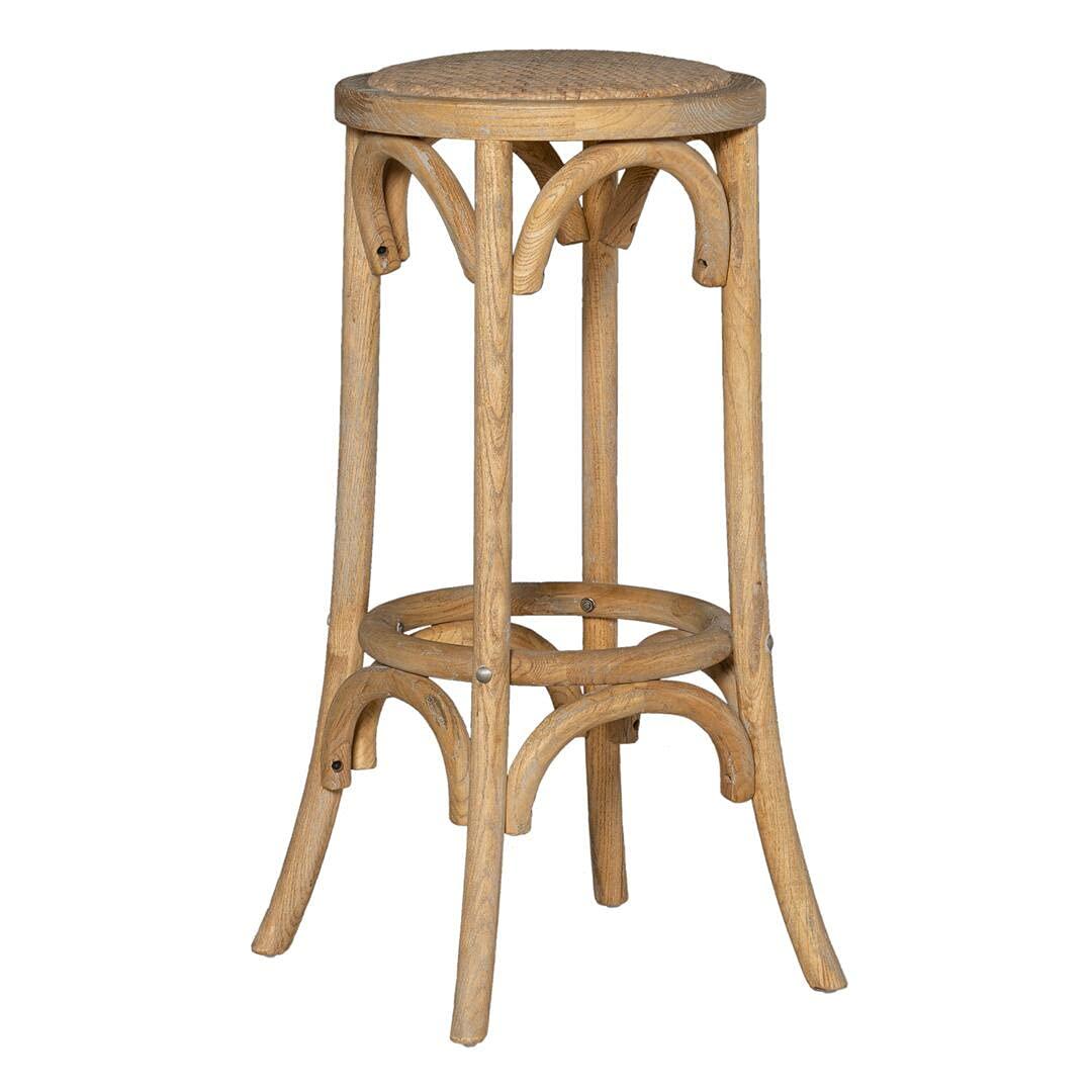 Dovecove Fredericksburg Round Rattan Seat Counter Stool with Solid Wood Frame
