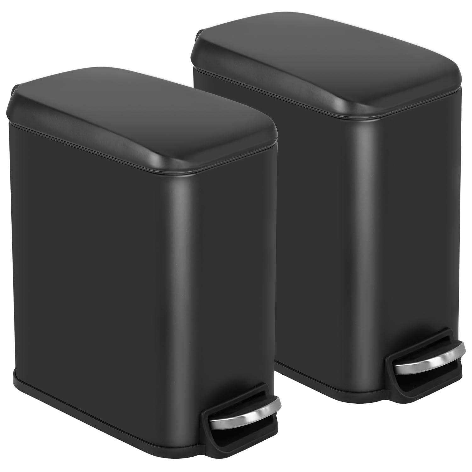 FDW Bathroom Trash Can With A Lid 1.3 Gallon  (5 L) Small Trash Bin Step Pedal Garbage Can With Removable Bucket Slim For Small Spaces For Bathroom,Bedroom,Kitchen,Office