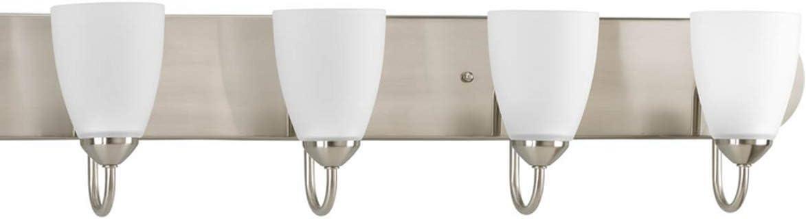 Progress Lighting Gather 6-Light Bath Bracket, Brushed Nickel, Etched Glass Shades