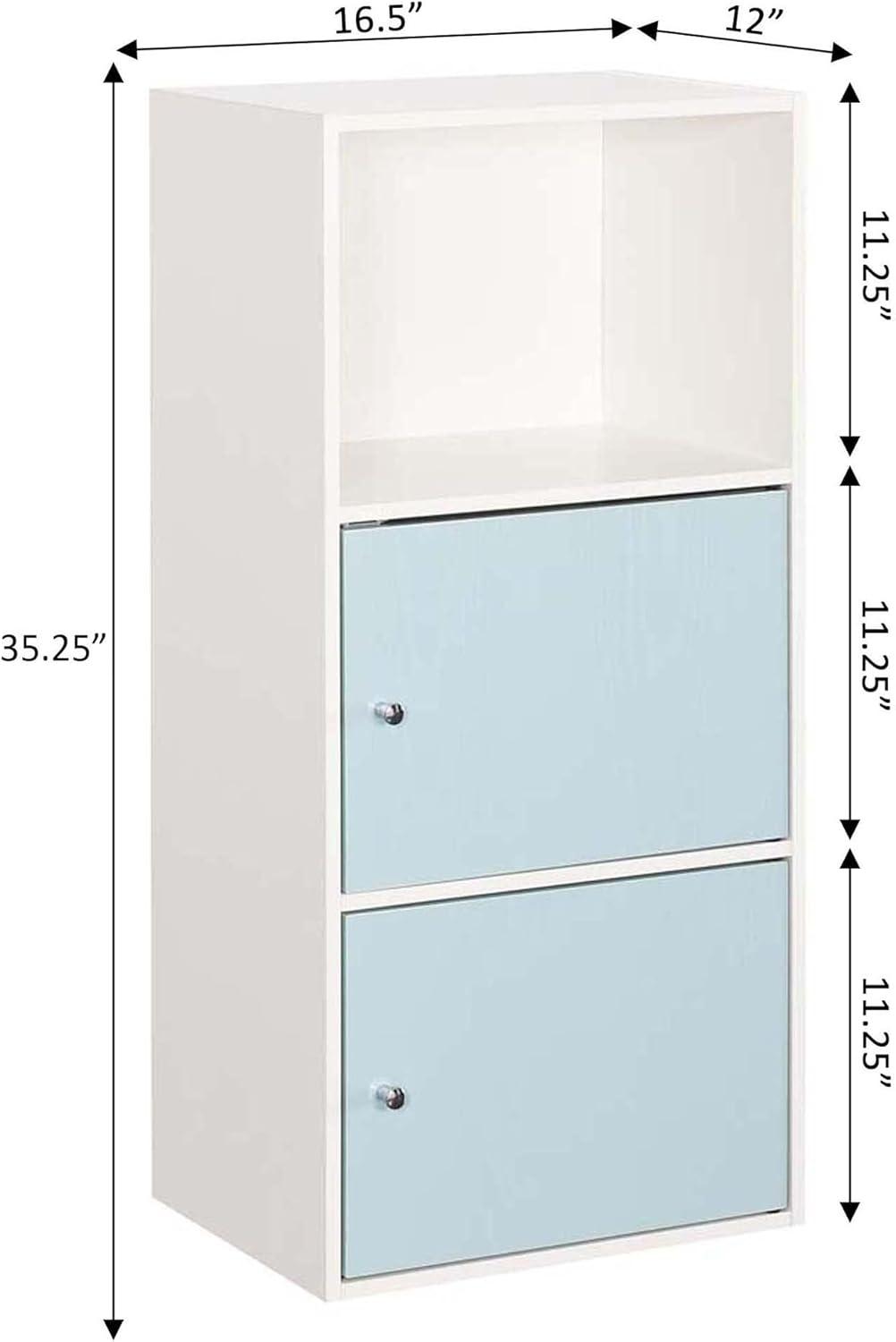 Seafoam Whisper 17" White Office Storage Cabinet with Chrome Knobs