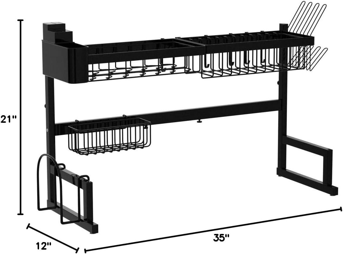 Black Stainless Steel Expandable Over Sink Dish Drying Rack