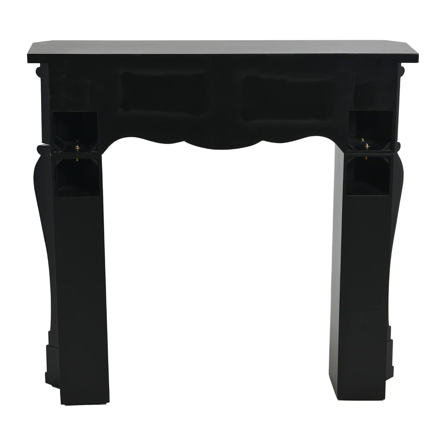 Storied Home Victorian Decorative Fireplace Mantel Black: Wall Mount, Fir Wood & MDF Frame, No Heat Output