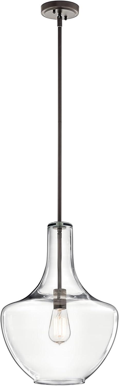 Kichler Everly 19.75" Transitional 1 Light Olde Bronze Pendant Light with Clear Glass