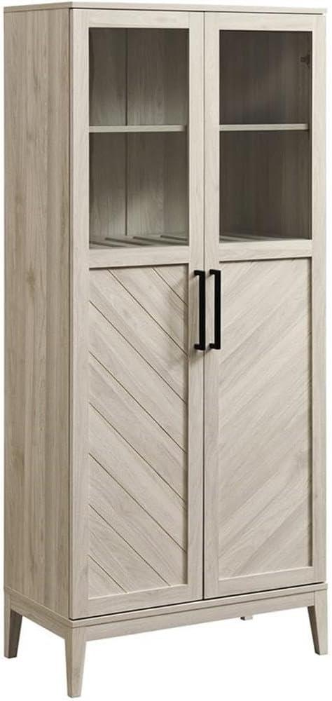 Birch Chevron 68" Storage Cabinet with Glass Doors