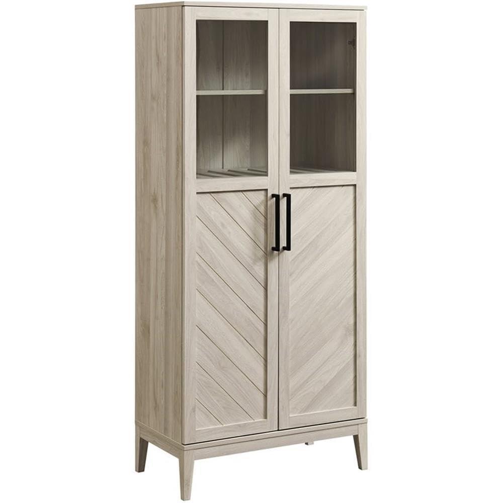 Birch Chevron 68" Storage Cabinet with Glass Doors