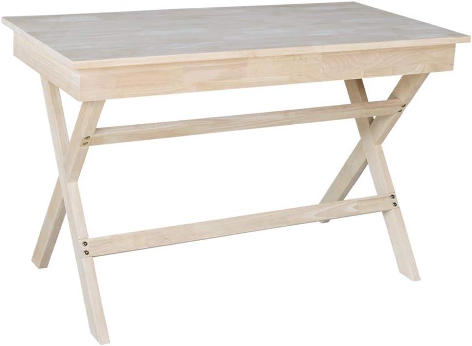 Unfinished Parawood Cross Leg Desk with Drawer