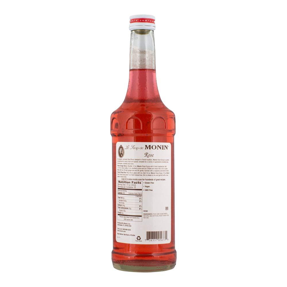 Monin Rose Syrup Elegant and Subtle Great for Cocktails Mocktails and Soda Gluten Free Non GMO 750 ml