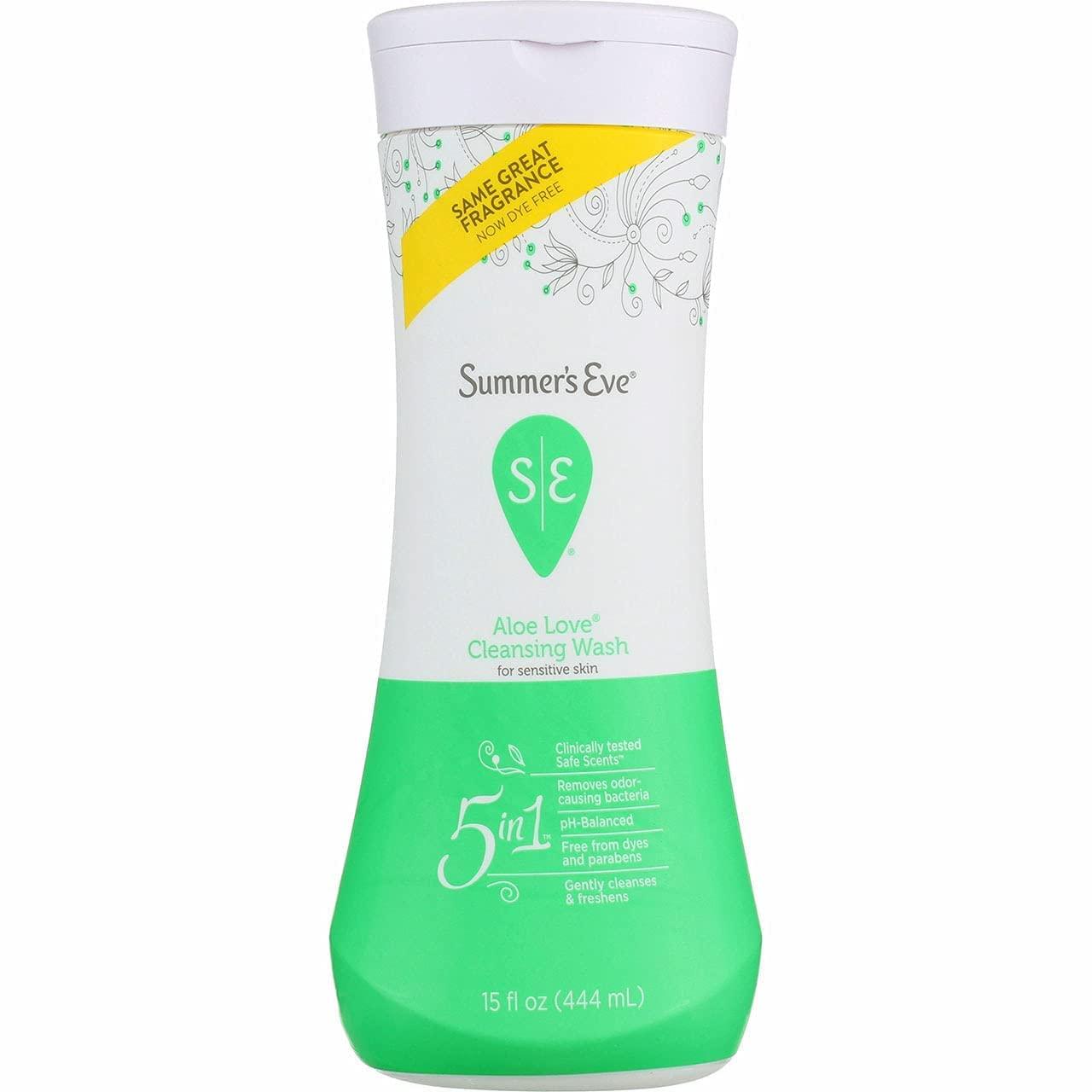 Summer’s Eve Aloe Love Gentle Daily Feminine Wash, Removes Odor, pH Balanced, 15 fl oz