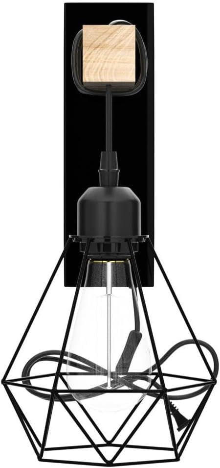 Plug in Wall Sconces Set of 2 with 6 FT On/Off Switch Cord, Wall Light Fixtures Black Industrial Farmhouse Indoor Wall Latern For Bedroom Living Room