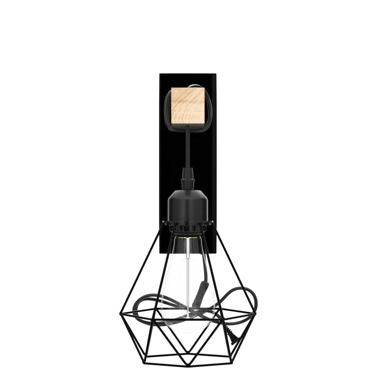 Plug in Wall Sconces Set of 2 with 6 FT On/Off Switch Cord, Wall Light Fixtures Black Industrial Farmhouse Indoor Wall Latern For Bedroom Living Room