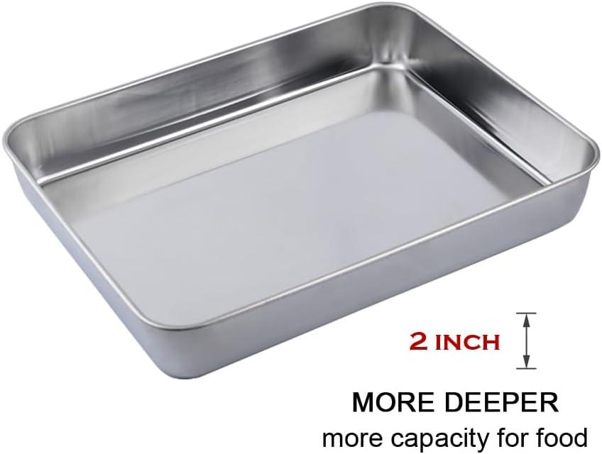 Baking Sheet Set of 2 - Stainless Steel Cookie Sheet Baking Pan, Size 16 x 12 x 1 inch, Non Toxic & Heavy Duty & Mirror Finish & Rust Free & Easy Clean