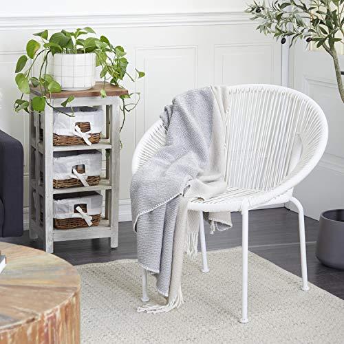 Luxe Modern White Woven Rattan Outdoor Dining Chair