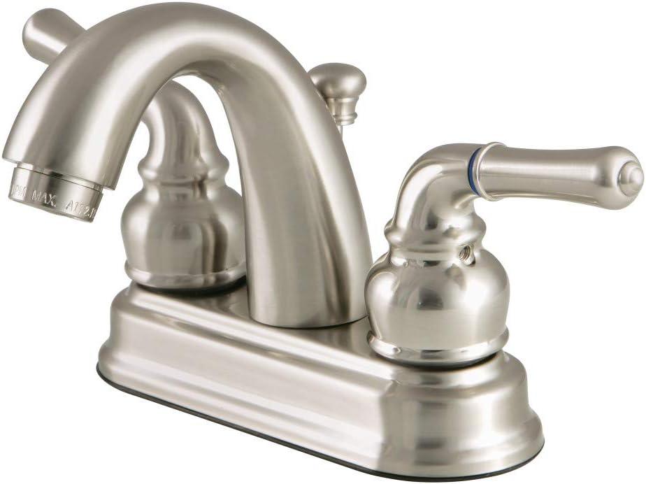 Kingston Brass Kingston Brass Naples Two-Handle 3-Hole Deck Mount 4" Centerset Bathroom Faucet with Plastic Pop-Up FB5615NML