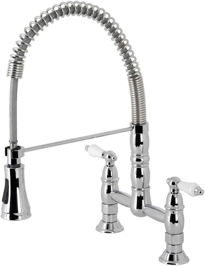 Heritage Polished Chrome Double-Handle Pull-Down Sprayer Kitchen Faucet