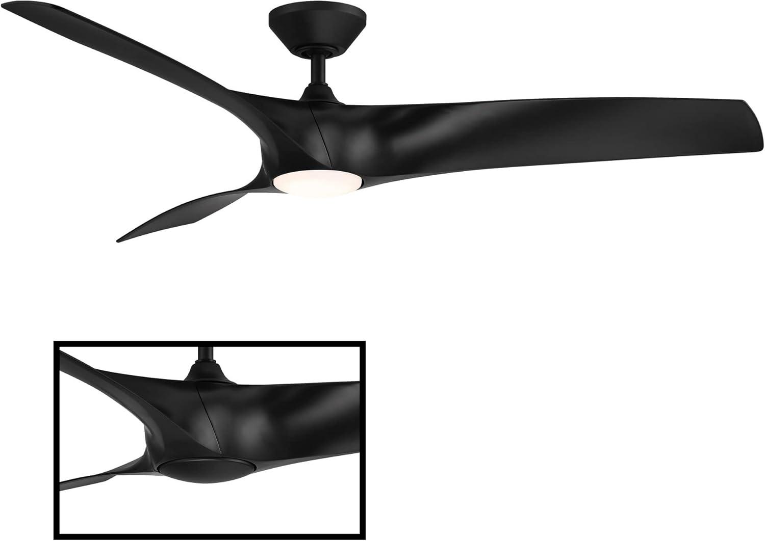 Zephyr 62" Matte Black Dimmable LED Smart Ceiling Fan with Remote Control