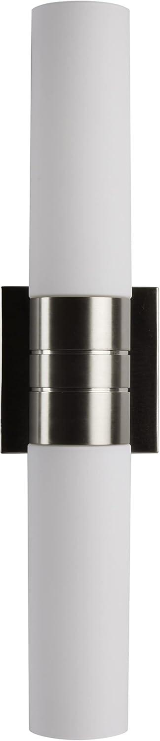 Brushed Nickel 21" Cylinder Wall Sconce with White Glass