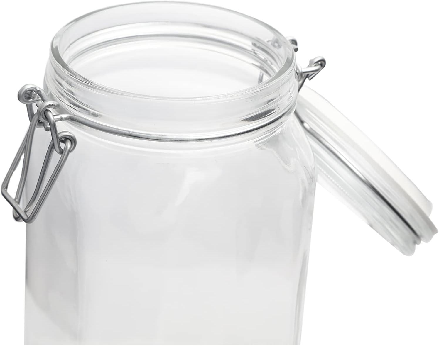 Bormioli Rocco Fido 50.75oz Glass Canning Jar: BPA-Free Clamp Jar, Hand Wash, Clear Glass, 3.4" Neck, 8.75" Height