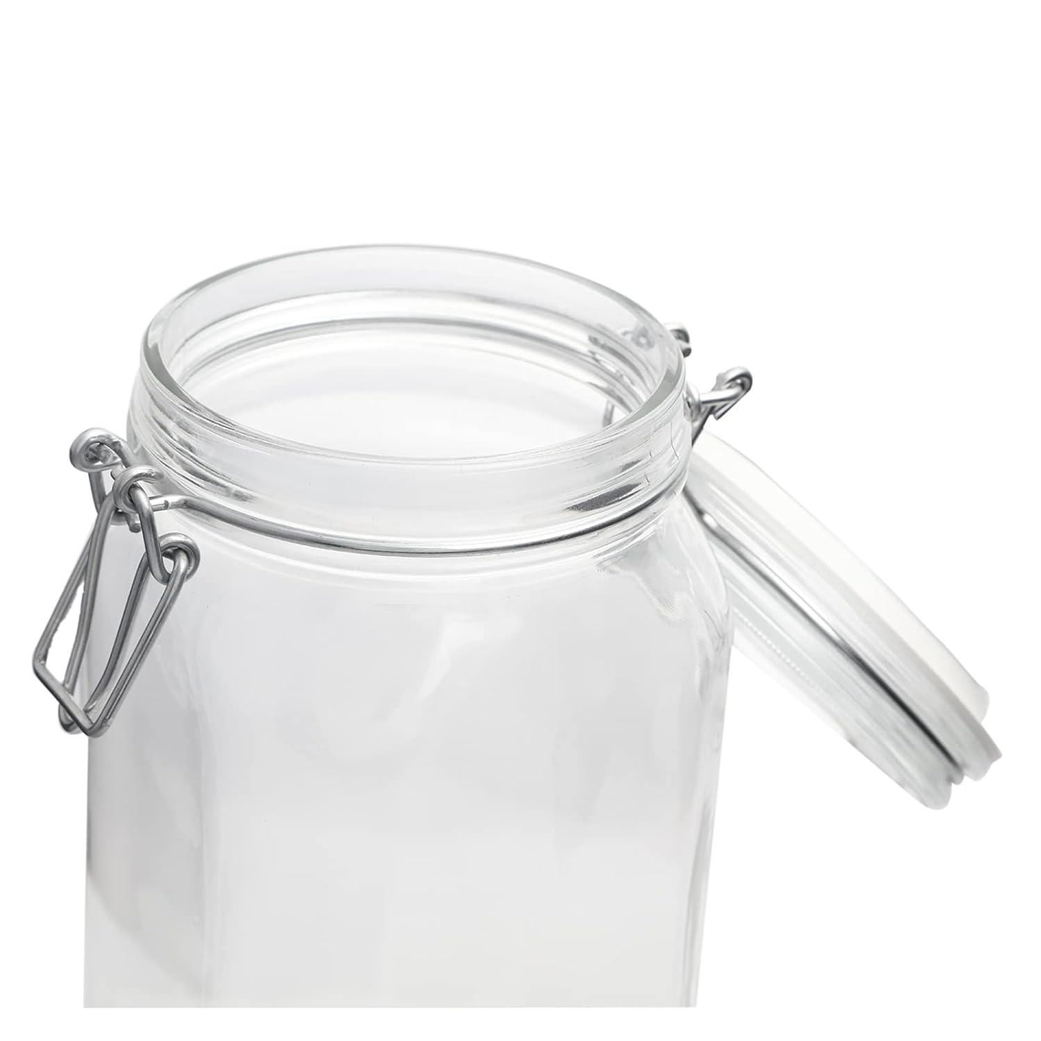 Bormioli Rocco Fido 50.75oz Glass Canning Jar: BPA-Free Clamp Jar, Hand Wash, Clear Glass, 3.4" Neck, 8.75" Height