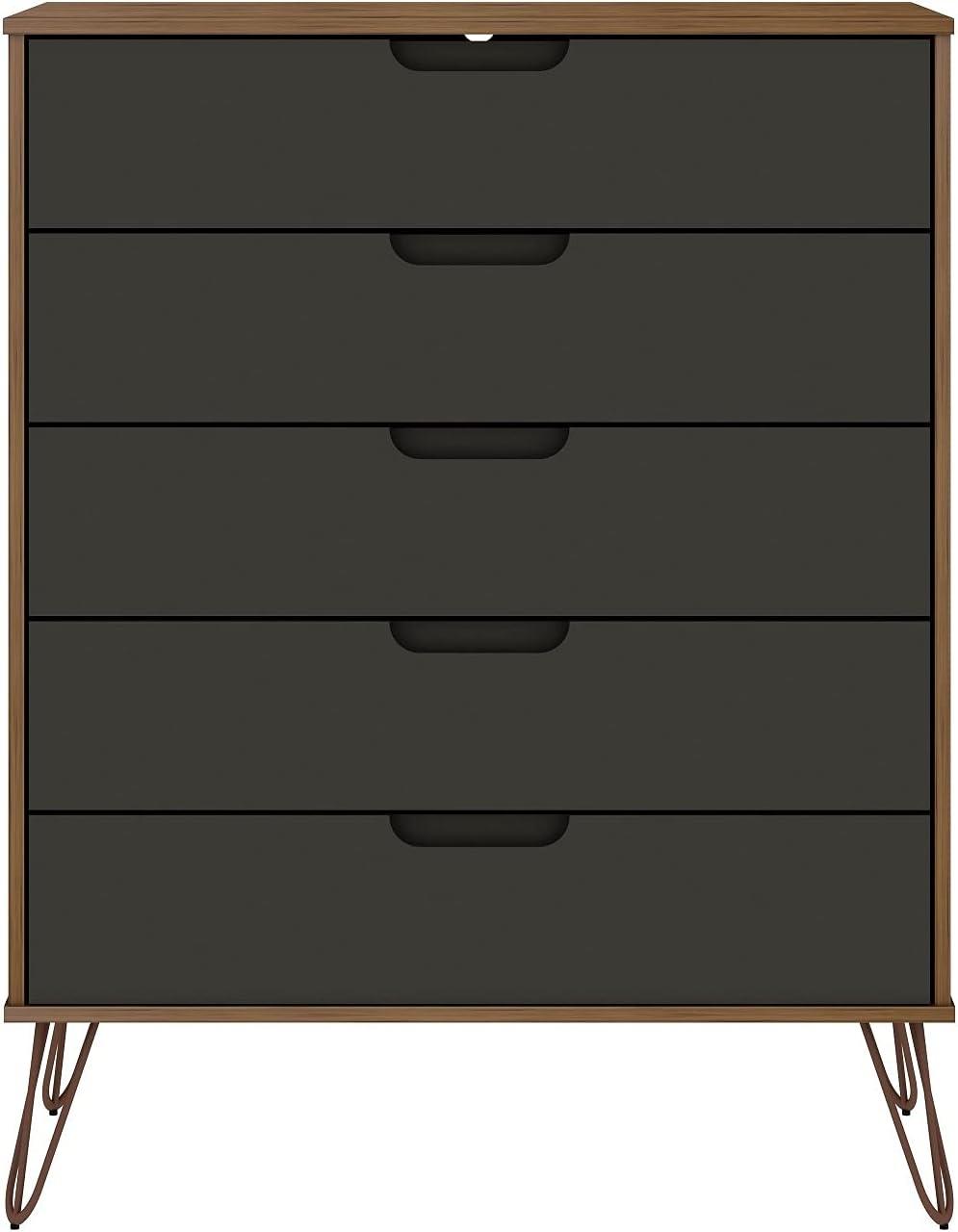 Rockefeller 5 Drawer Dresser and 2 Drawer Nightstand Set - Manhattan Comfort