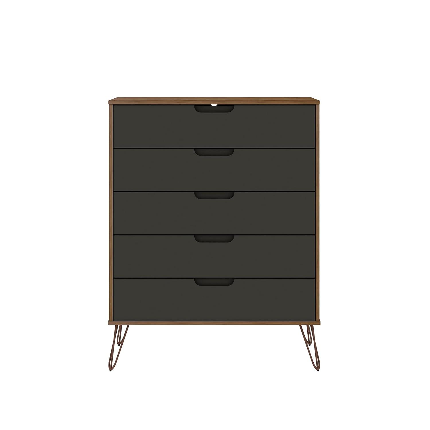 Rockefeller 5 Drawer Dresser and 2 Drawer Nightstand Set - Manhattan Comfort