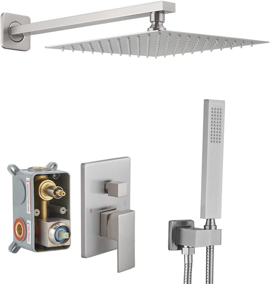 10-Inch Brushed Nickel Wall-Mounted Rain Shower System