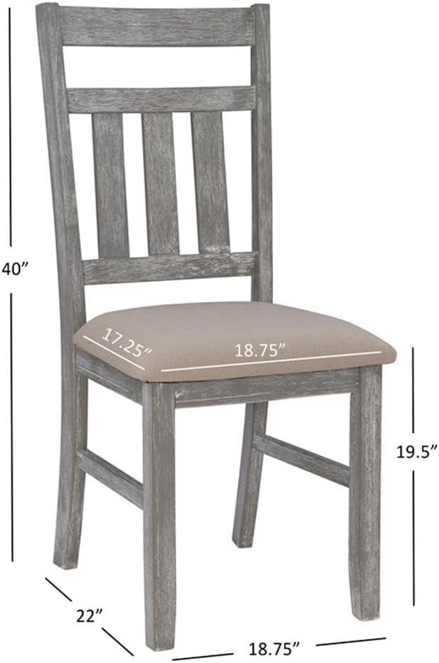 Linon Turino Wood Dining Side Chair in Weathered Gray (Set of 2)