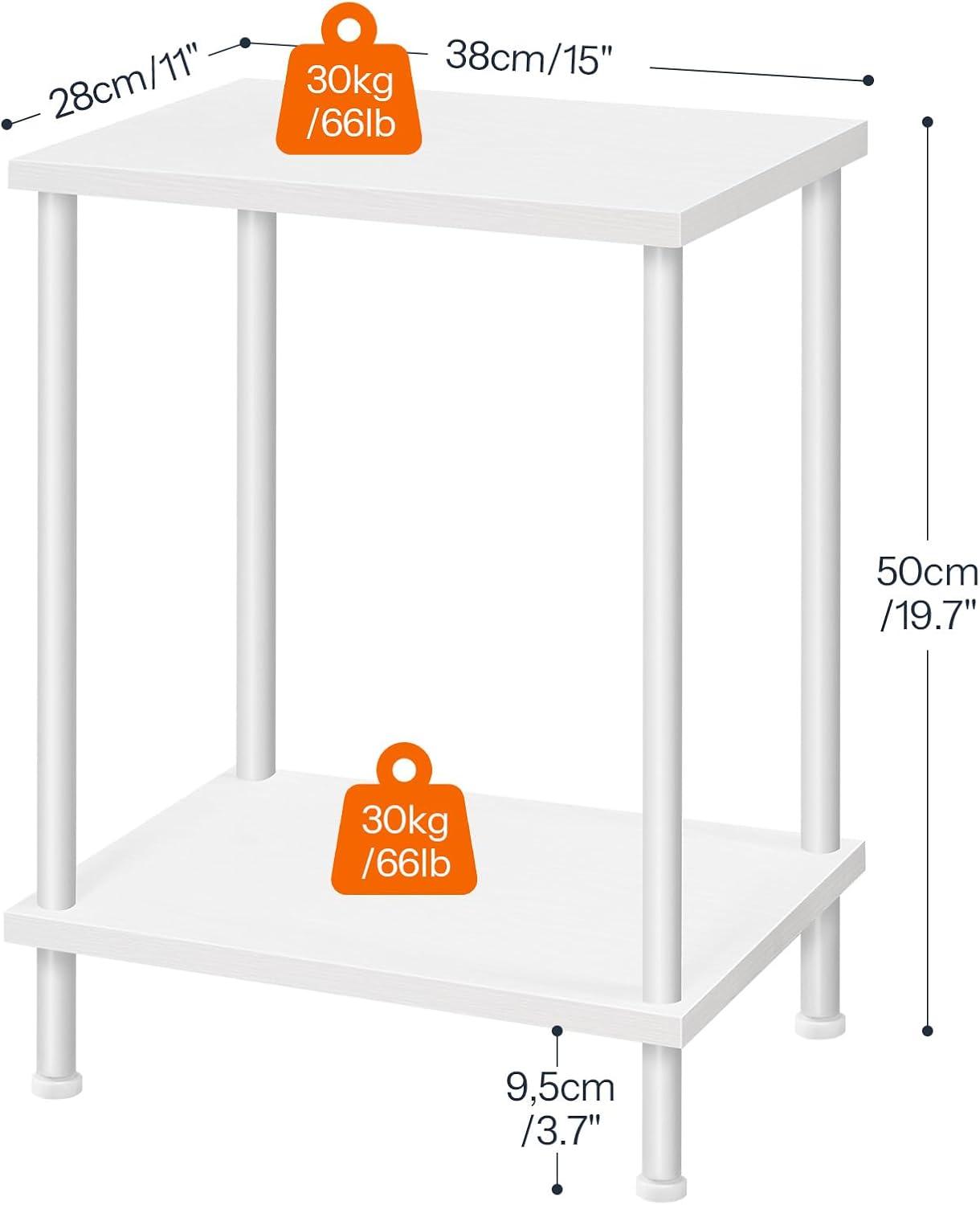 White Metal Rectangular End Tables with Storage Shelves