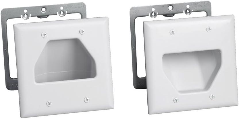 DATA COMM Electronics 50-3332-WH-KIT Flat Panel Cable Organizer Kit, Wall Plate Cable Pass Through, Conceals Low Voltage Wires Behind Mounted TV, Home Theater, Cord Hider Management, White