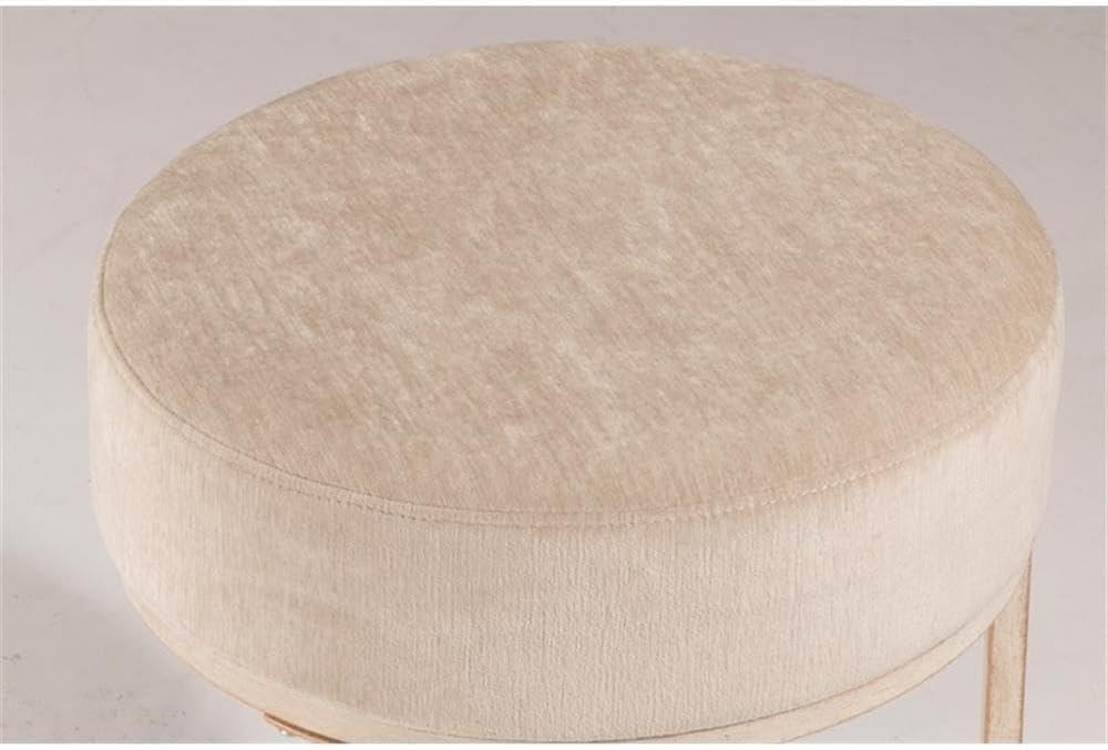 18" Swanson Backless Upholstered Metal Vanity Stool Bone White - Hillsdale Furniture: Round Padded Seat, Modern Design