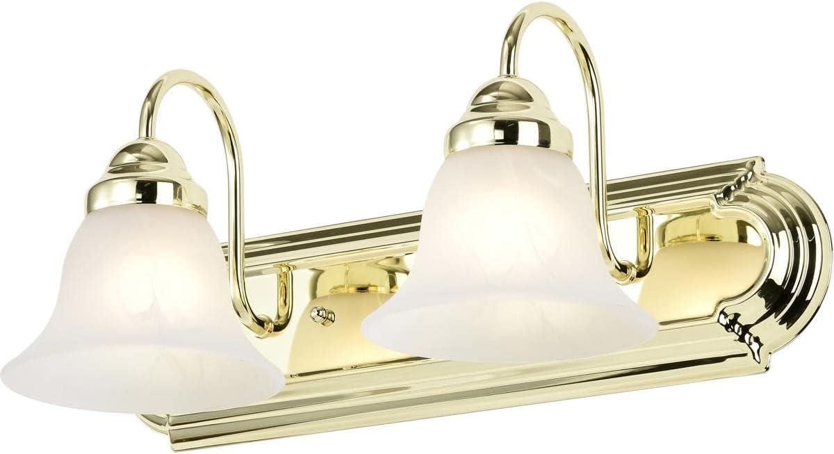 WIixle 60/328 Two Wall-Vanity Light Fixture, 2, Polished Brass/Alabaster Glass