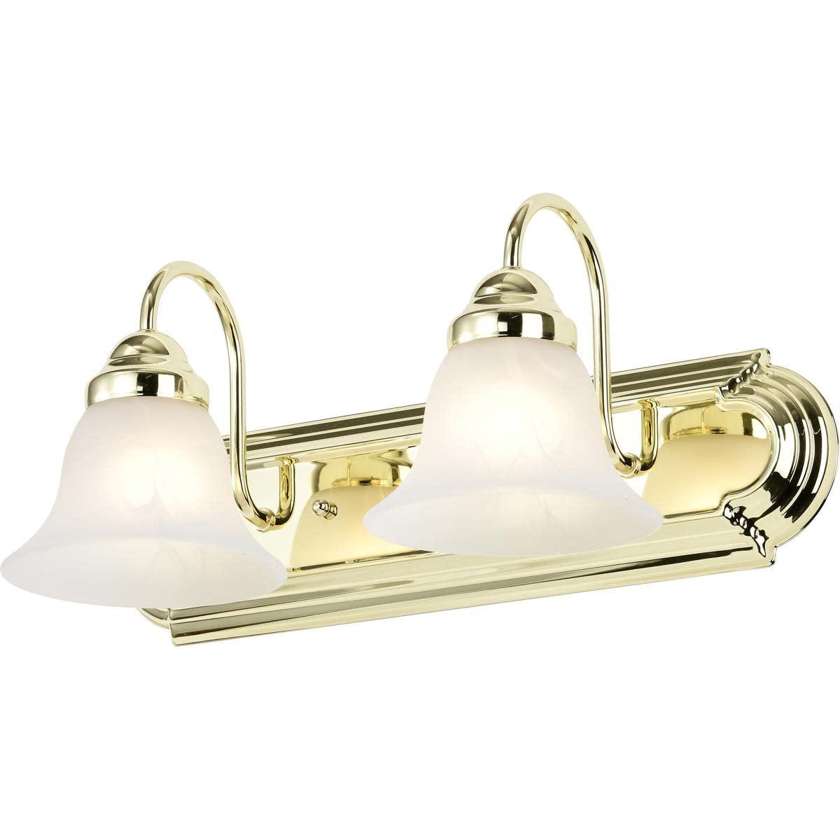 WIixle 60/328 Two Wall-Vanity Light Fixture, 2, Polished Brass/Alabaster Glass